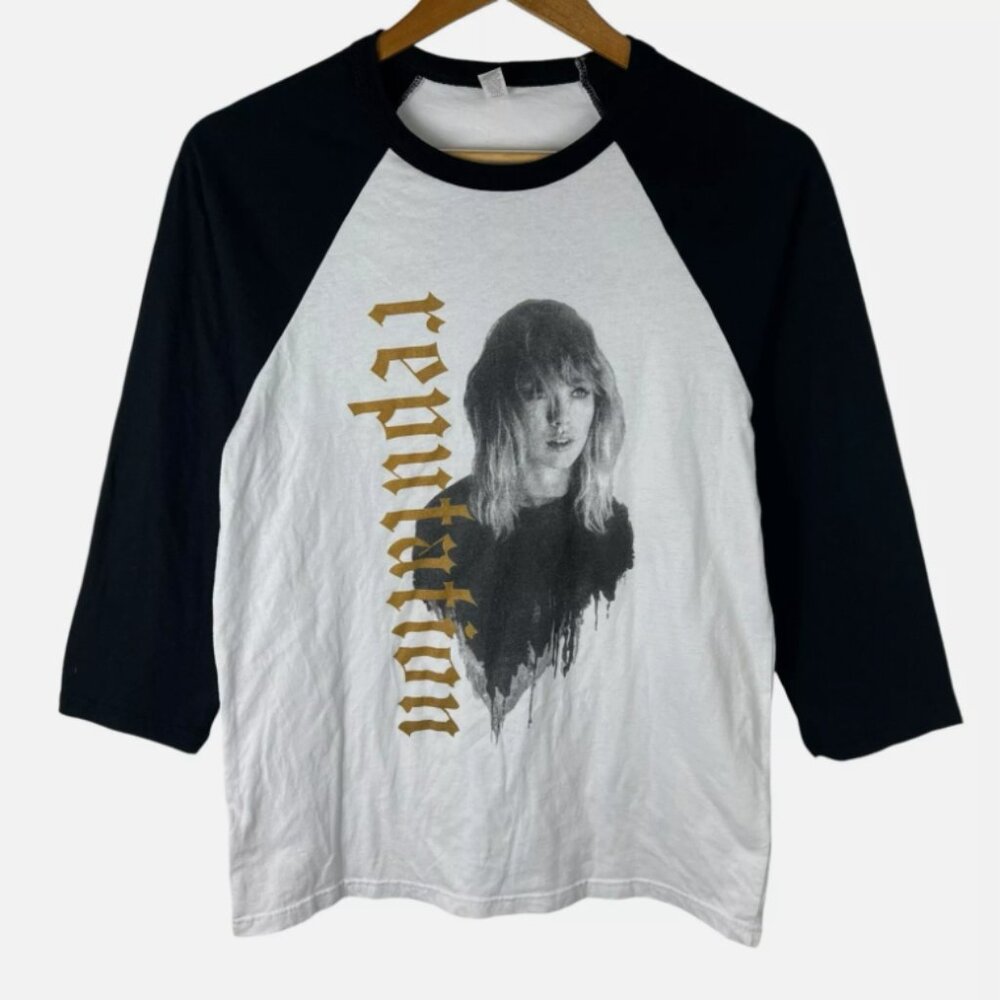 Taylor Swift Reputation Womens Sz M White Shirt Long Sleeve Stadium Tour Raglan